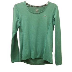 Nike Dri-fit Apple Green Pullover Long Sleeve Running Top Women Small EUC 849883